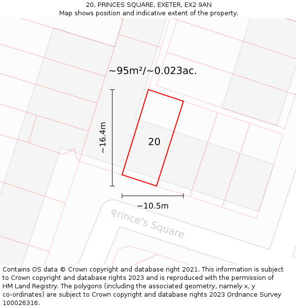 20, PRINCES SQUARE, EXETER, EX2 9AN: Plot and title map