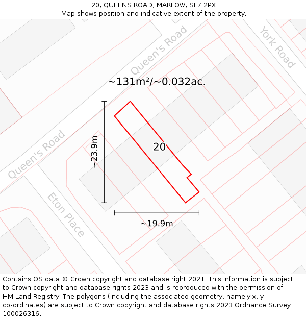 20, QUEENS ROAD, MARLOW, SL7 2PX: Plot and title map
