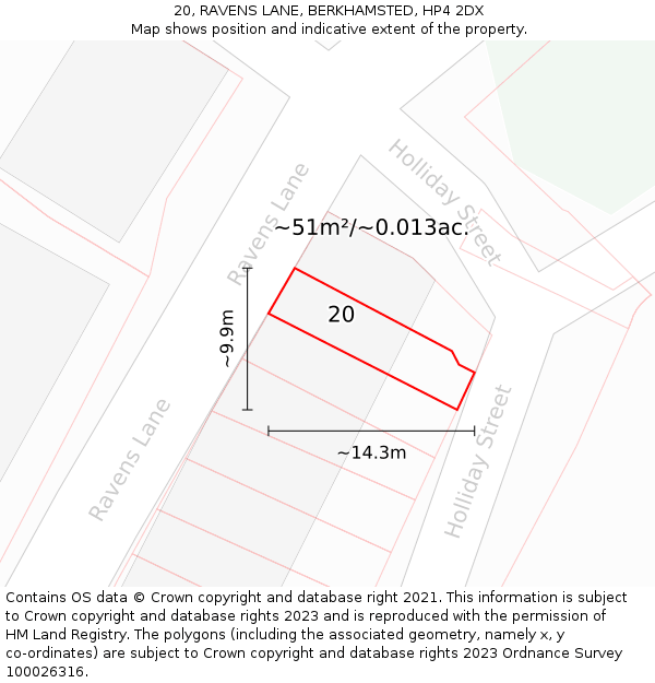 20, RAVENS LANE, BERKHAMSTED, HP4 2DX: Plot and title map