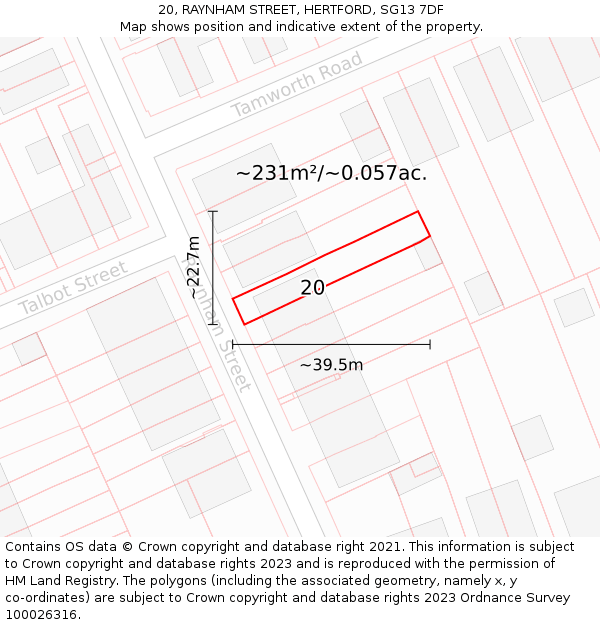 20, RAYNHAM STREET, HERTFORD, SG13 7DF: Plot and title map