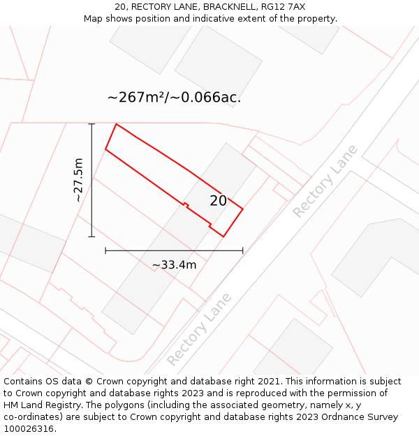 20, RECTORY LANE, BRACKNELL, RG12 7AX: Plot and title map