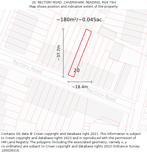 20, RECTORY ROAD, CAVERSHAM, READING, RG4 7SH: Plot and title map