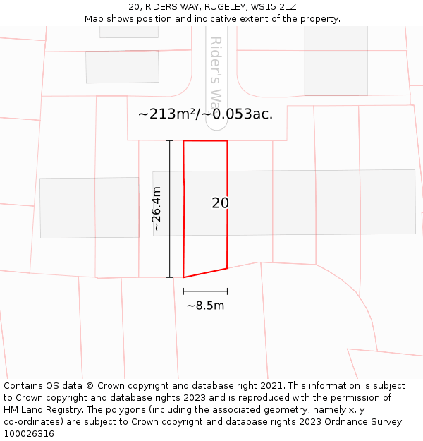 20, RIDERS WAY, RUGELEY, WS15 2LZ: Plot and title map