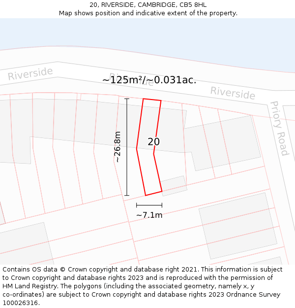 20, RIVERSIDE, CAMBRIDGE, CB5 8HL: Plot and title map