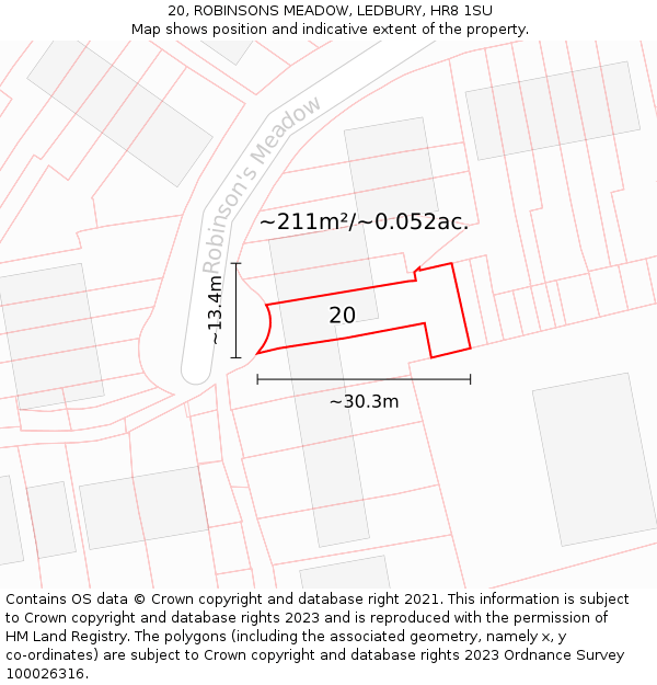 20, ROBINSONS MEADOW, LEDBURY, HR8 1SU: Plot and title map