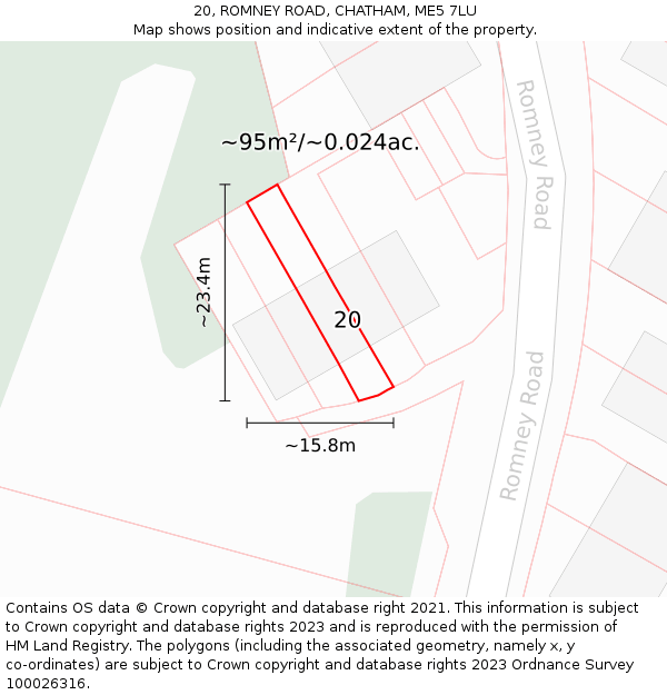 20, ROMNEY ROAD, CHATHAM, ME5 7LU: Plot and title map