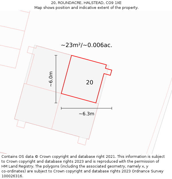 20, ROUNDACRE, HALSTEAD, CO9 1XE: Plot and title map
