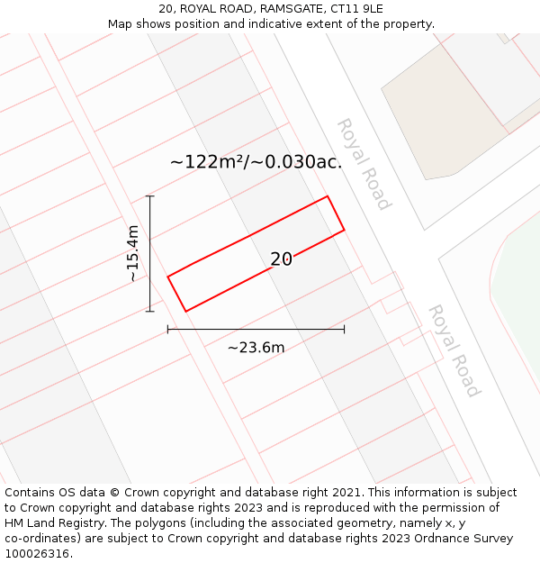 20, ROYAL ROAD, RAMSGATE, CT11 9LE: Plot and title map