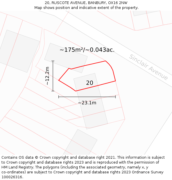 20, RUSCOTE AVENUE, BANBURY, OX16 2NW: Plot and title map