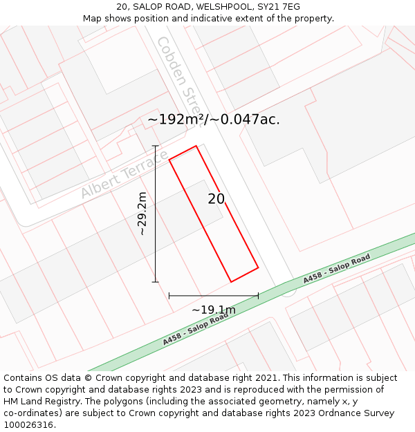 20, SALOP ROAD, WELSHPOOL, SY21 7EG: Plot and title map