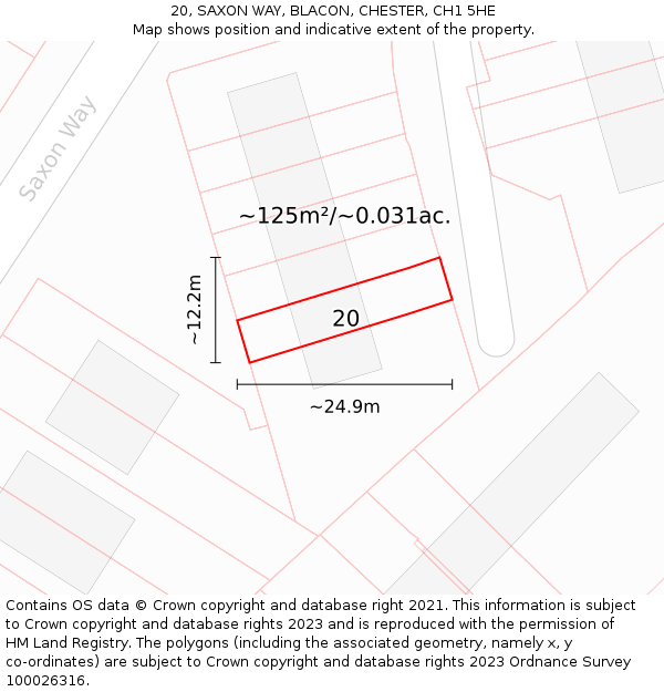 20, SAXON WAY, BLACON, CHESTER, CH1 5HE: Plot and title map