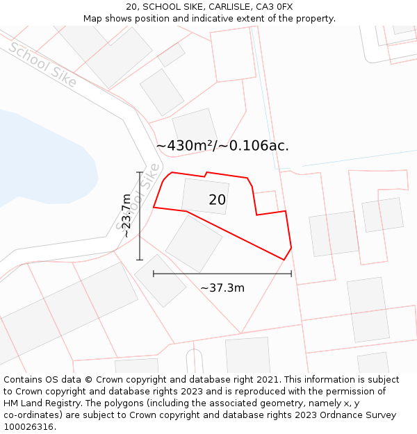 20, SCHOOL SIKE, CARLISLE, CA3 0FX: Plot and title map