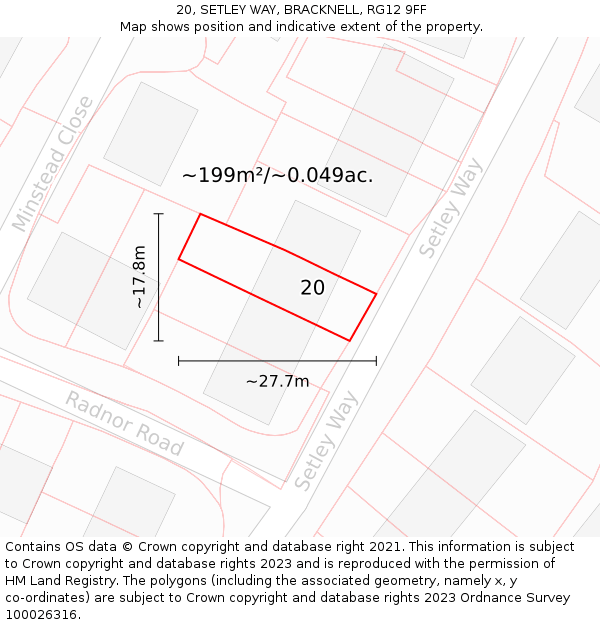 20, SETLEY WAY, BRACKNELL, RG12 9FF: Plot and title map