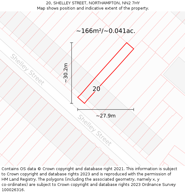 20, SHELLEY STREET, NORTHAMPTON, NN2 7HY: Plot and title map