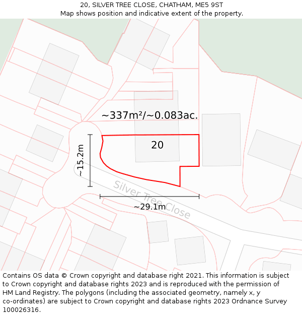 20, SILVER TREE CLOSE, CHATHAM, ME5 9ST: Plot and title map