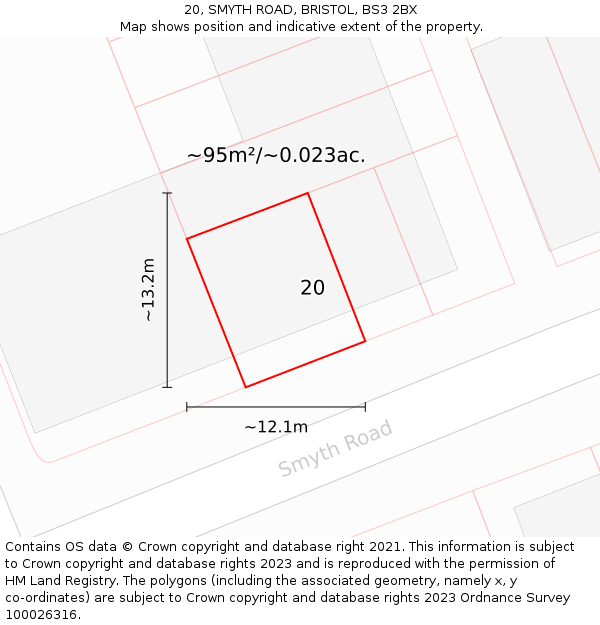 20, SMYTH ROAD, BRISTOL, BS3 2BX: Plot and title map