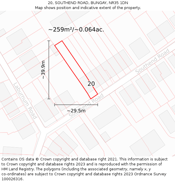 20, SOUTHEND ROAD, BUNGAY, NR35 1DN: Plot and title map