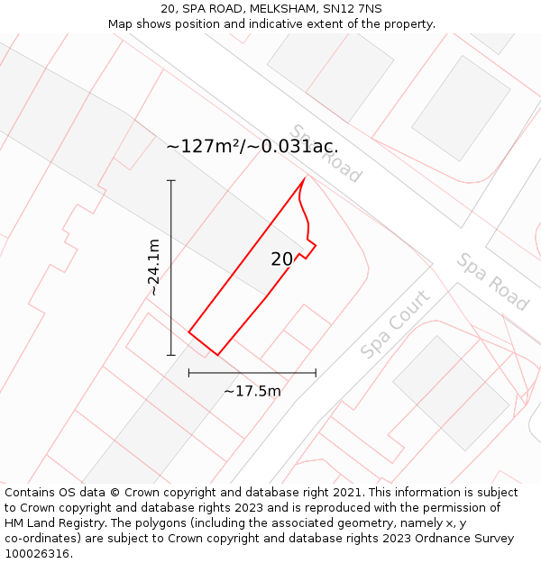 20, SPA ROAD, MELKSHAM, SN12 7NS: Plot and title map