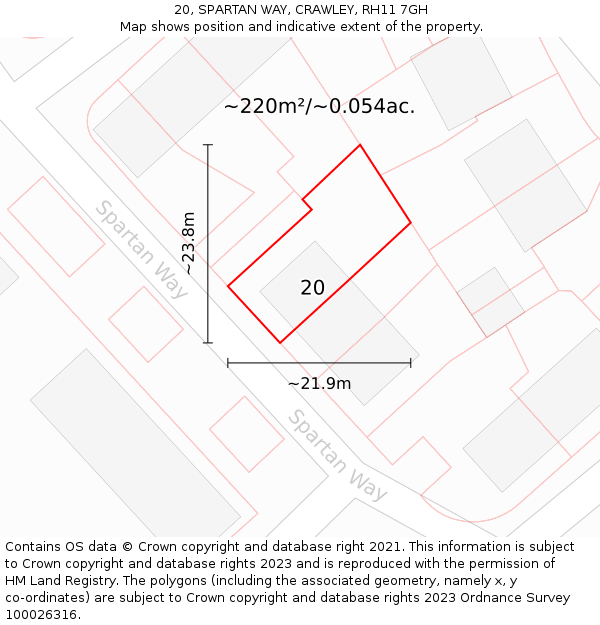 20, SPARTAN WAY, CRAWLEY, RH11 7GH: Plot and title map