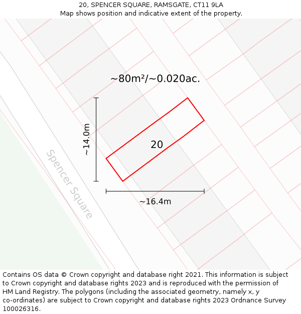 20, SPENCER SQUARE, RAMSGATE, CT11 9LA: Plot and title map
