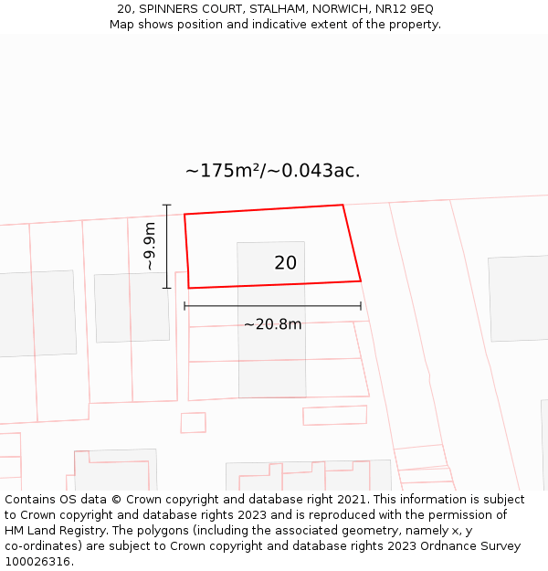 20, SPINNERS COURT, STALHAM, NORWICH, NR12 9EQ: Plot and title map