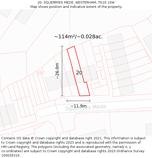 20, SQUERRYES MEDE, WESTERHAM, TN16 1SW: Plot and title map