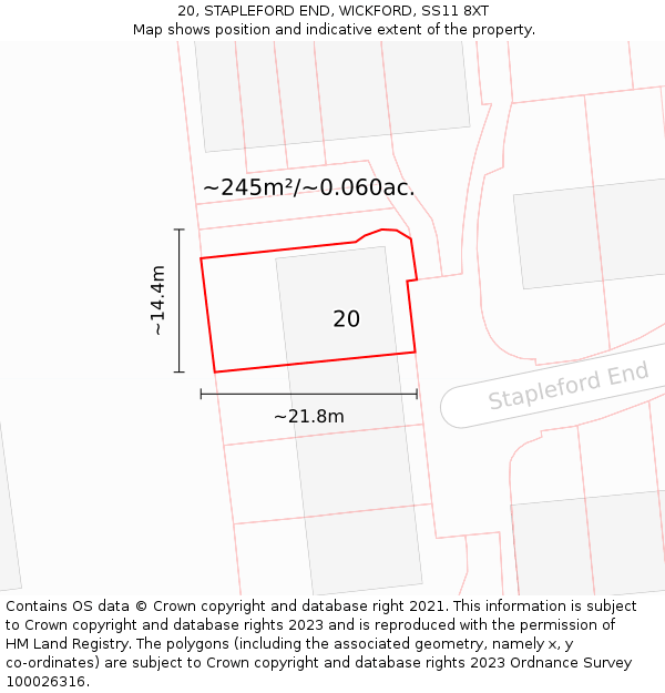 20, STAPLEFORD END, WICKFORD, SS11 8XT: Plot and title map