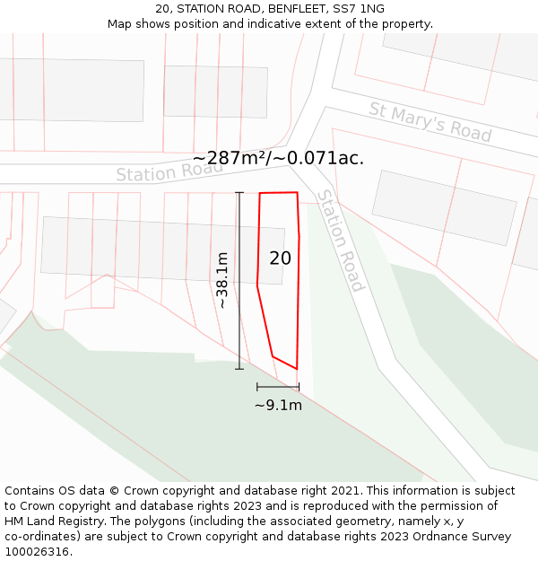 20, STATION ROAD, BENFLEET, SS7 1NG: Plot and title map