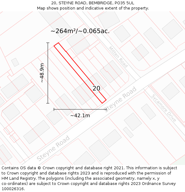 20, STEYNE ROAD, BEMBRIDGE, PO35 5UL: Plot and title map