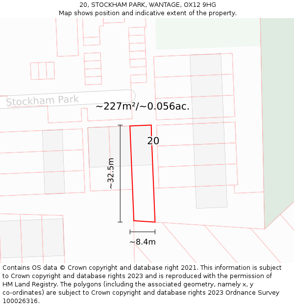 20, STOCKHAM PARK, WANTAGE, OX12 9HG: Plot and title map