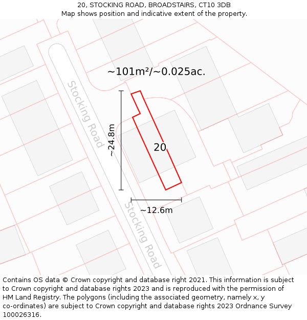 20, STOCKING ROAD, BROADSTAIRS, CT10 3DB: Plot and title map