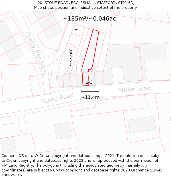 20, STONE ROAD, ECCLESHALL, STAFFORD, ST21 6DJ: Plot and title map