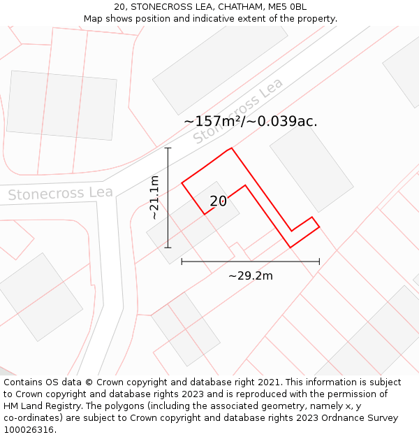20, STONECROSS LEA, CHATHAM, ME5 0BL: Plot and title map
