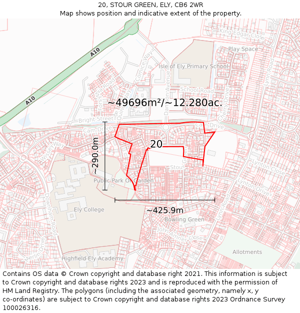 20, STOUR GREEN, ELY, CB6 2WR: Plot and title map