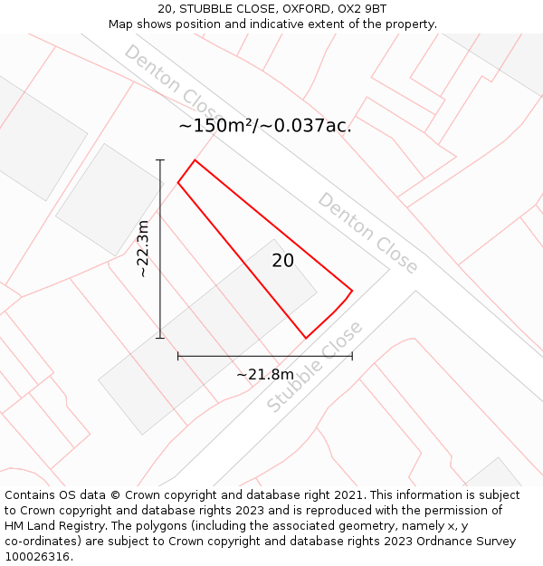 20, STUBBLE CLOSE, OXFORD, OX2 9BT: Plot and title map