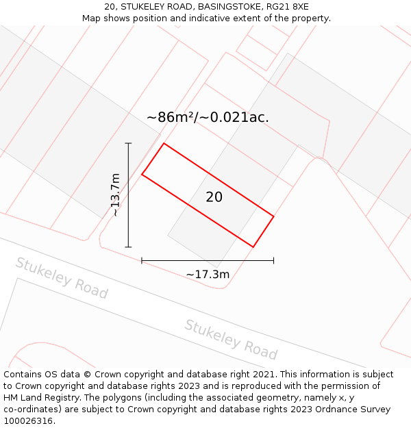 20, STUKELEY ROAD, BASINGSTOKE, RG21 8XE: Plot and title map