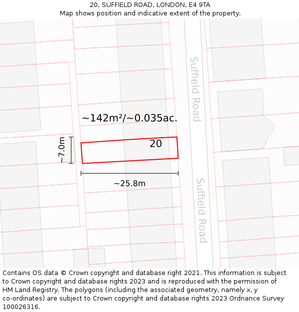 20, SUFFIELD ROAD, LONDON, E4 9TA: Plot and title map
