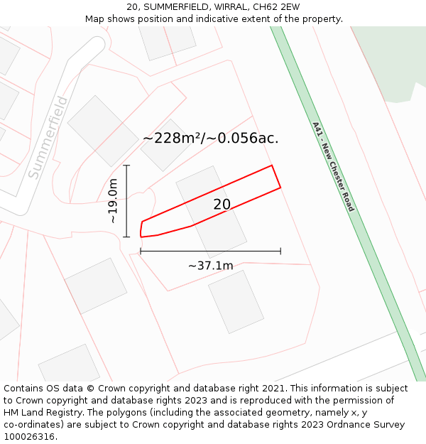 20, SUMMERFIELD, WIRRAL, CH62 2EW: Plot and title map