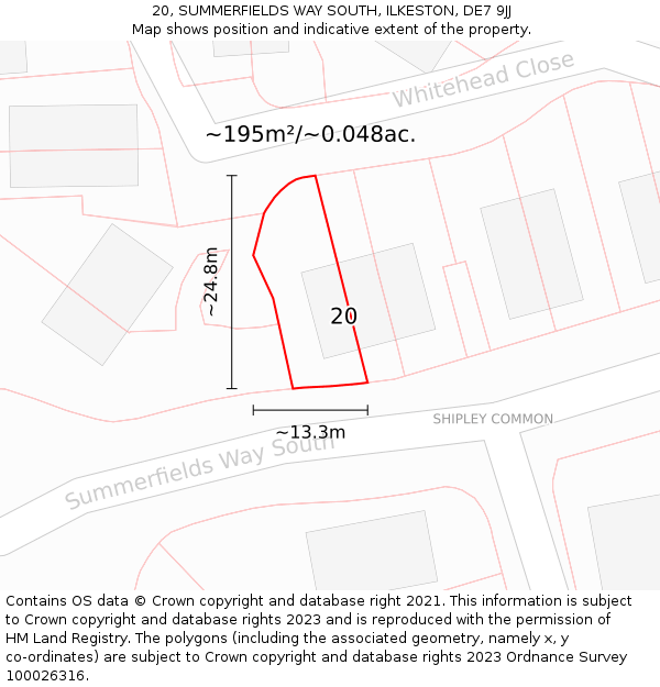 20, SUMMERFIELDS WAY SOUTH, ILKESTON, DE7 9JJ: Plot and title map