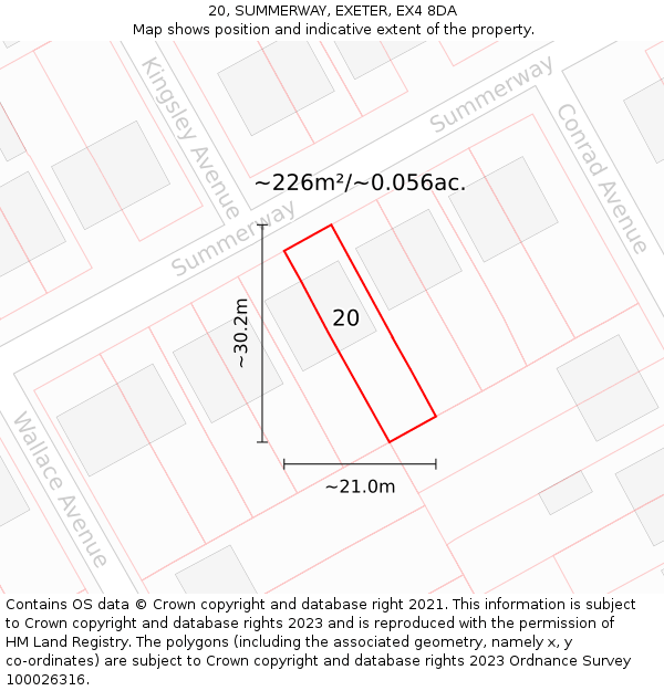 20, SUMMERWAY, EXETER, EX4 8DA: Plot and title map