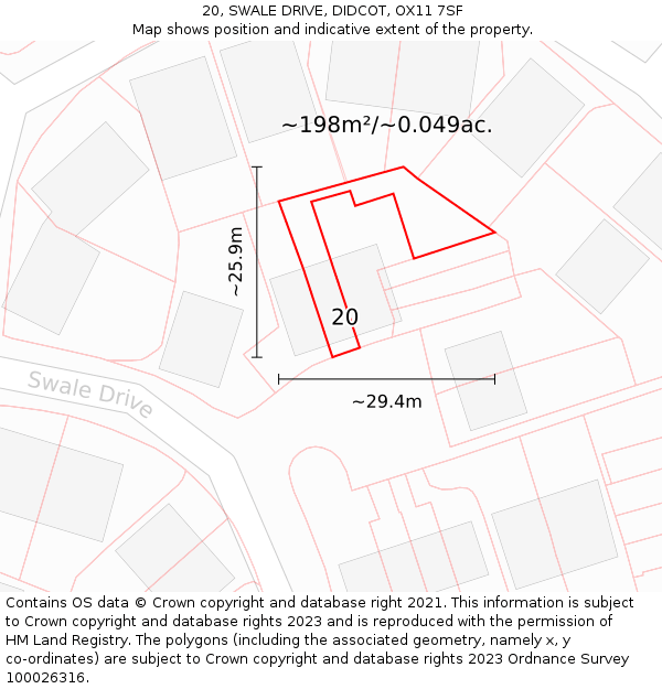 20, SWALE DRIVE, DIDCOT, OX11 7SF: Plot and title map