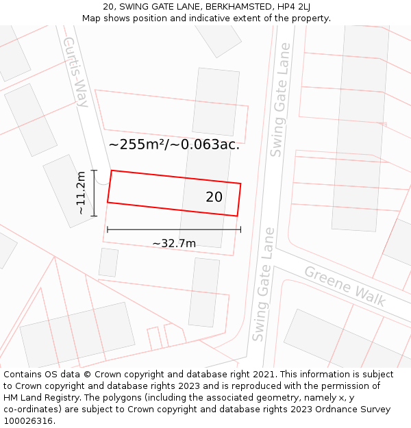 20, SWING GATE LANE, BERKHAMSTED, HP4 2LJ: Plot and title map