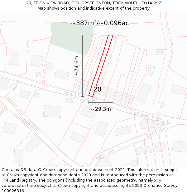20, TEIGN VIEW ROAD, BISHOPSTEIGNTON, TEIGNMOUTH, TQ14 9SZ: Plot and title map