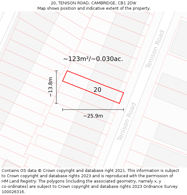 20, TENISON ROAD, CAMBRIDGE, CB1 2DW: Plot and title map