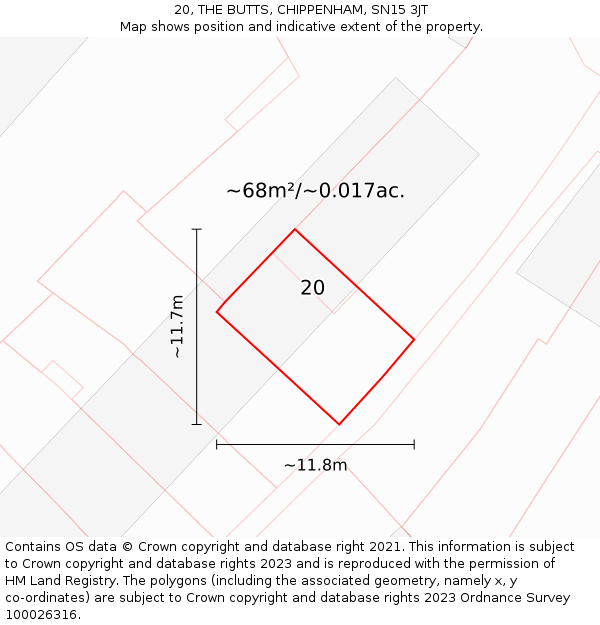 20, THE BUTTS, CHIPPENHAM, SN15 3JT: Plot and title map