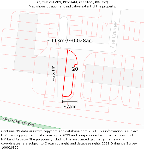 20, THE CHIMES, KIRKHAM, PRESTON, PR4 2XQ: Plot and title map