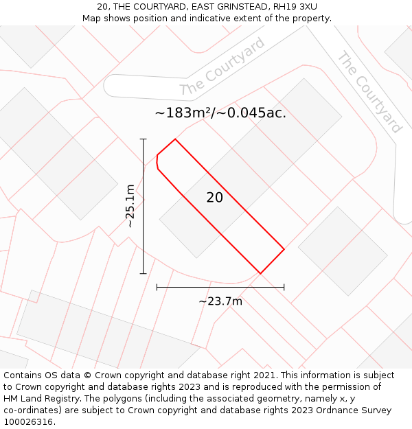 20, THE COURTYARD, EAST GRINSTEAD, RH19 3XU: Plot and title map
