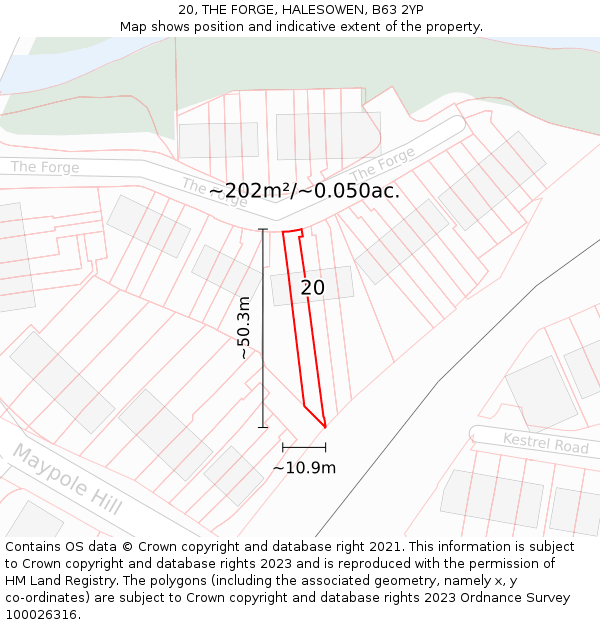 20, THE FORGE, HALESOWEN, B63 2YP: Plot and title map