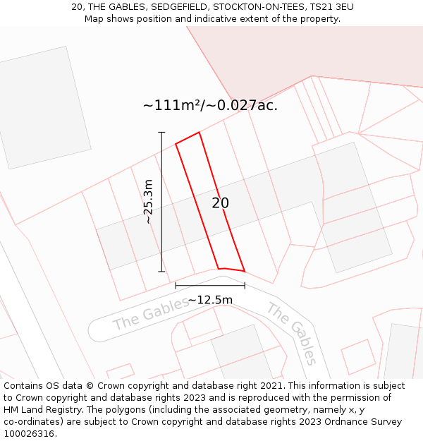 20, THE GABLES, SEDGEFIELD, STOCKTON-ON-TEES, TS21 3EU: Plot and title map