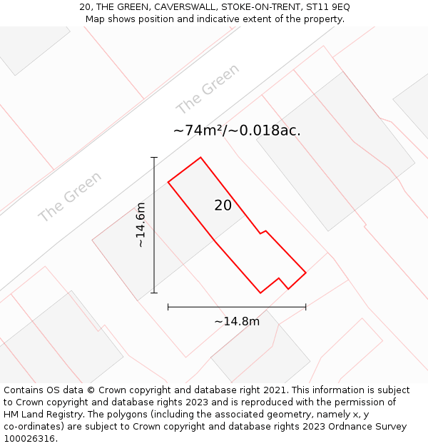 20, THE GREEN, CAVERSWALL, STOKE-ON-TRENT, ST11 9EQ: Plot and title map